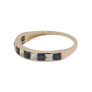 GEMOLIO Gold/Sapphire 14kt Gold Sapphire And White Topaz Band Ring